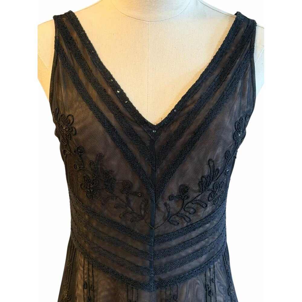 BCBG MaxAzria Womens Whimsigoth Black Lace Dress Size 8 Fairy Grunge Cocktail - Picture 2 of 12